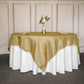 90"x90" Gold Accordion Crinkle Taffeta Square Table Overlay