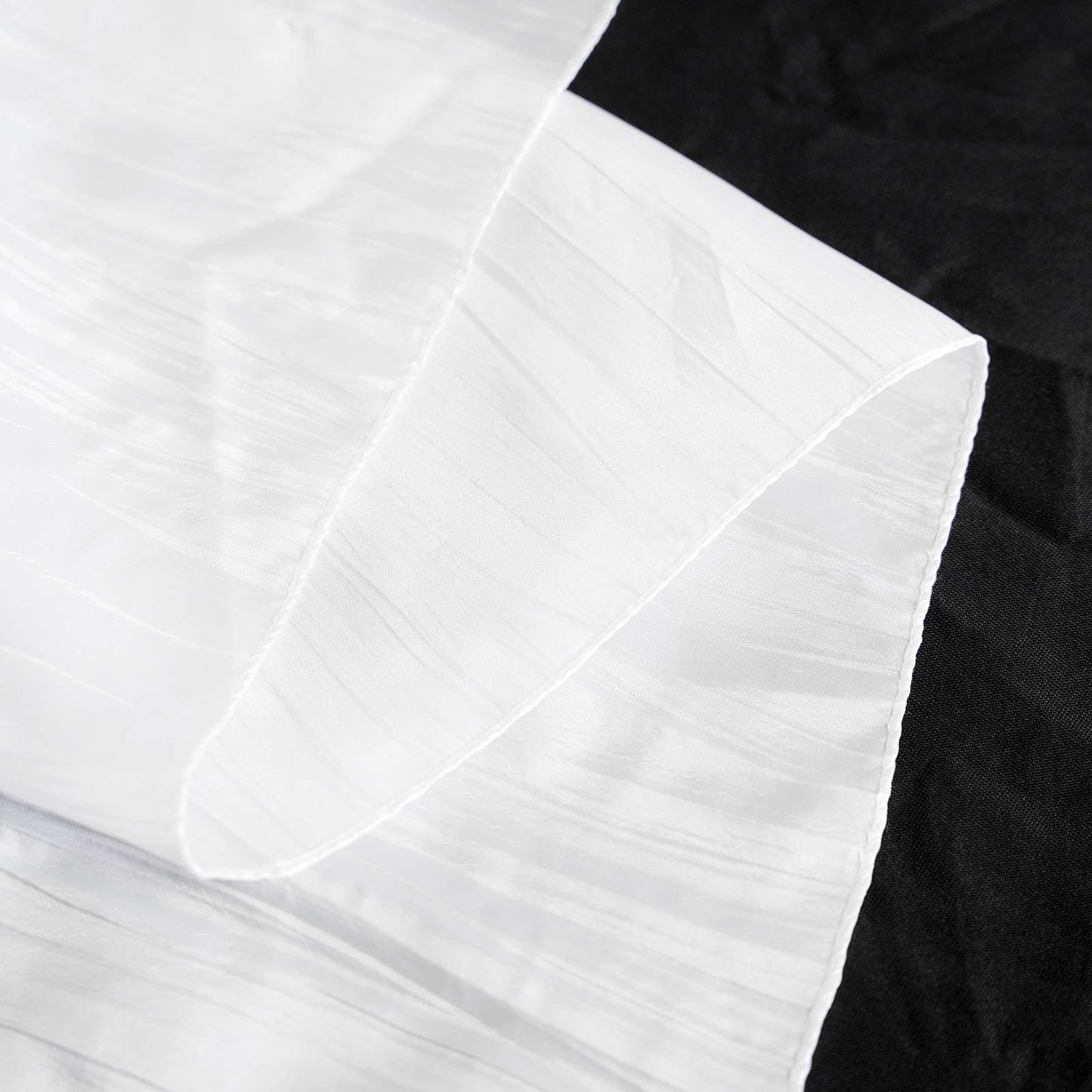 White 90 Inch Overlay Of Accordion Crinkle Taffeta 