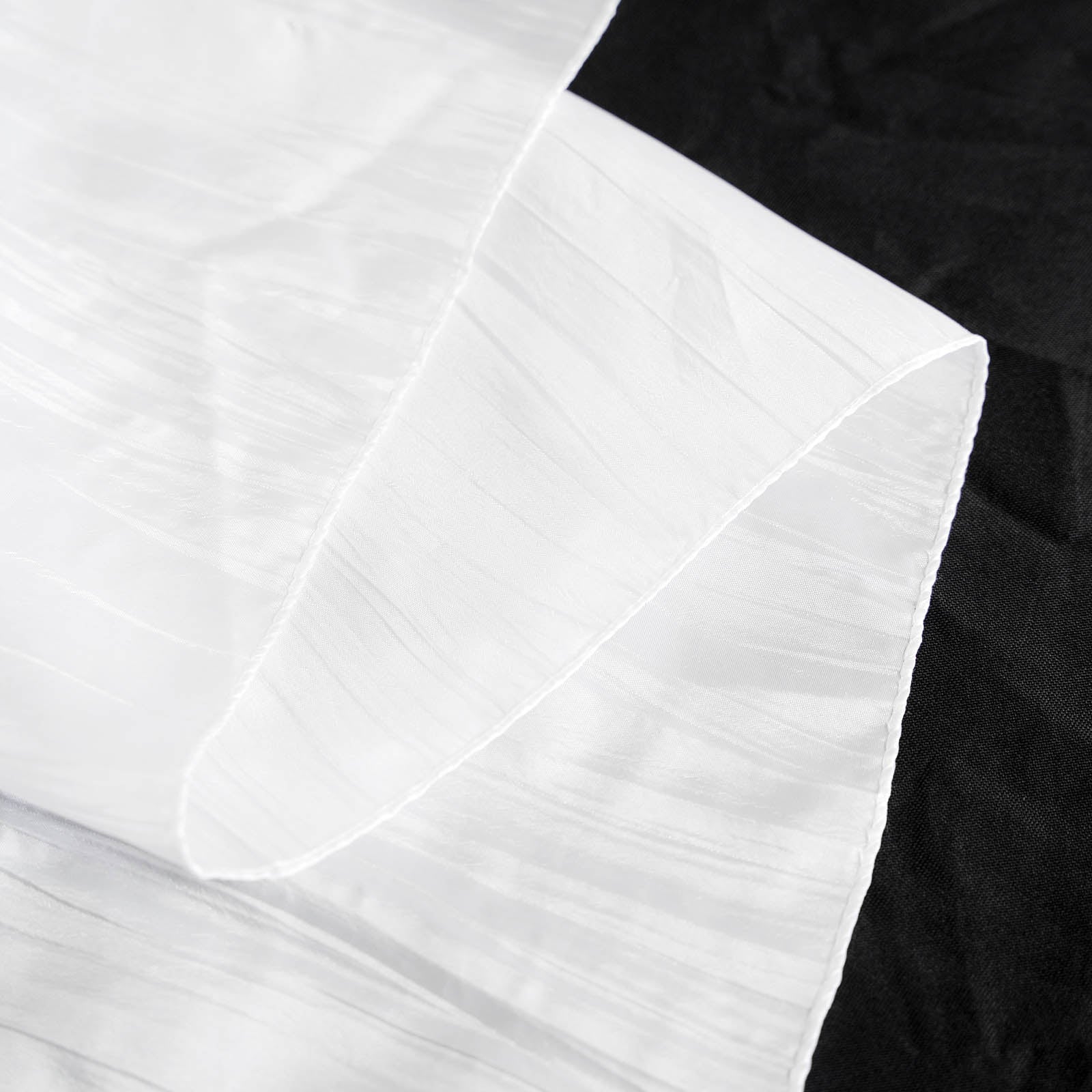 White 90 Inch Overlay Of Accordion Crinkle Taffeta 