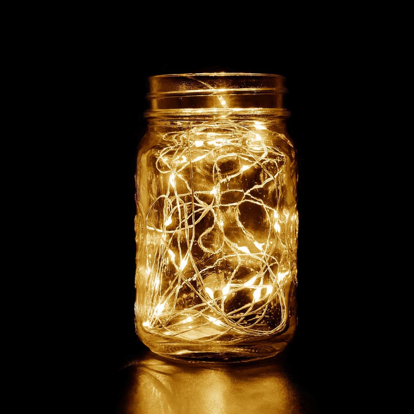 Clear starry bright 20 LED string lights in a jar.
