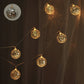 Warm white disco mirror ball string lights garland, 6ft long, battery operated. #whtbkgd