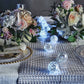 6ft silver disco mirror ball LED string lights with cool white illumination.