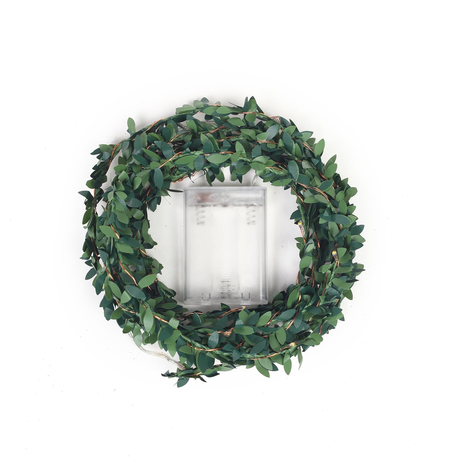 10ft green leaf battery operated fairy string lights with white LED.