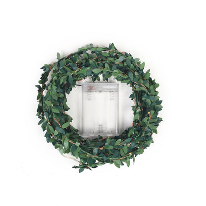 10ft green leaf battery operated fairy string lights with white LED.