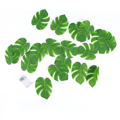 10ft Warm White LED Artificial Monstera Leaf Garland String Lights#whtbkgd