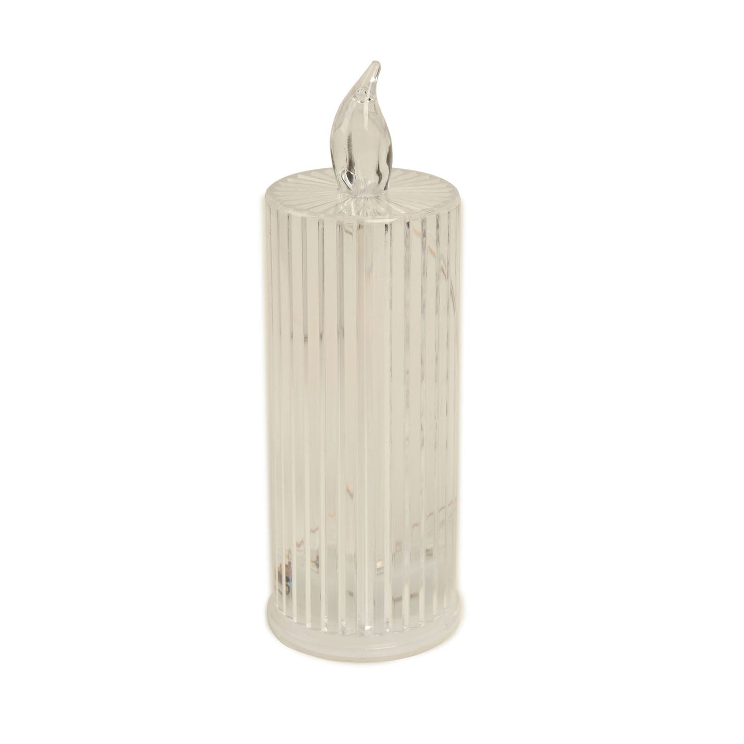 6 Inch Battery Operated LED Diamond Acrylic Warm White Clear Candle Lamps 3 Pack