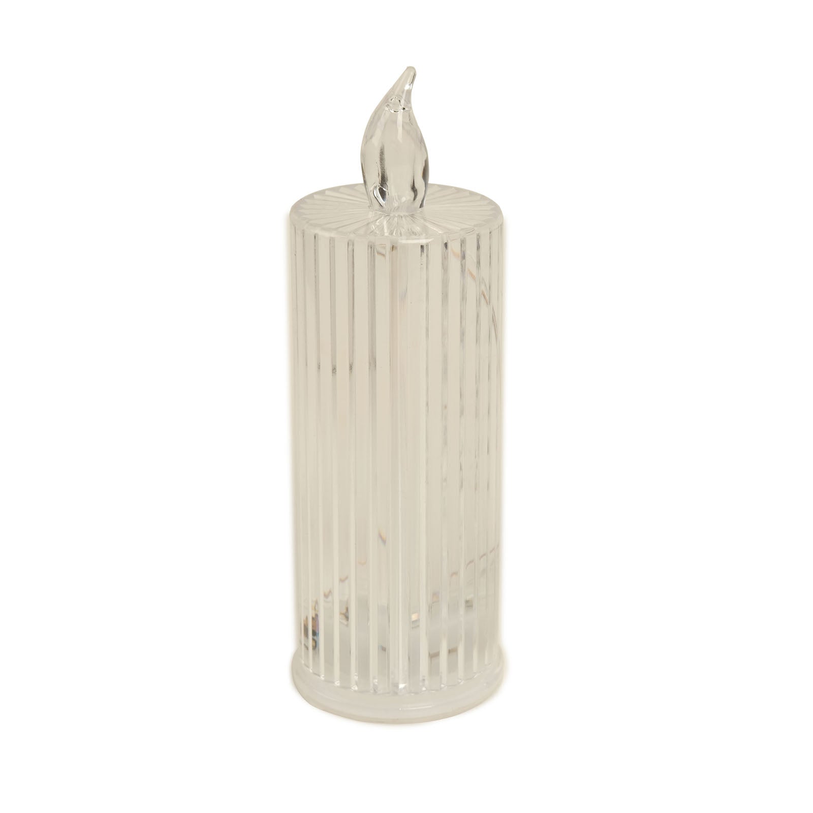 6 Inch Battery Operated LED Diamond Acrylic Warm White Clear Candle Lamps 3 Pack