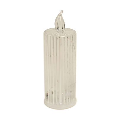 6 Inch Battery Operated LED Diamond Acrylic Warm White Clear Candle Lamps 3 Pack