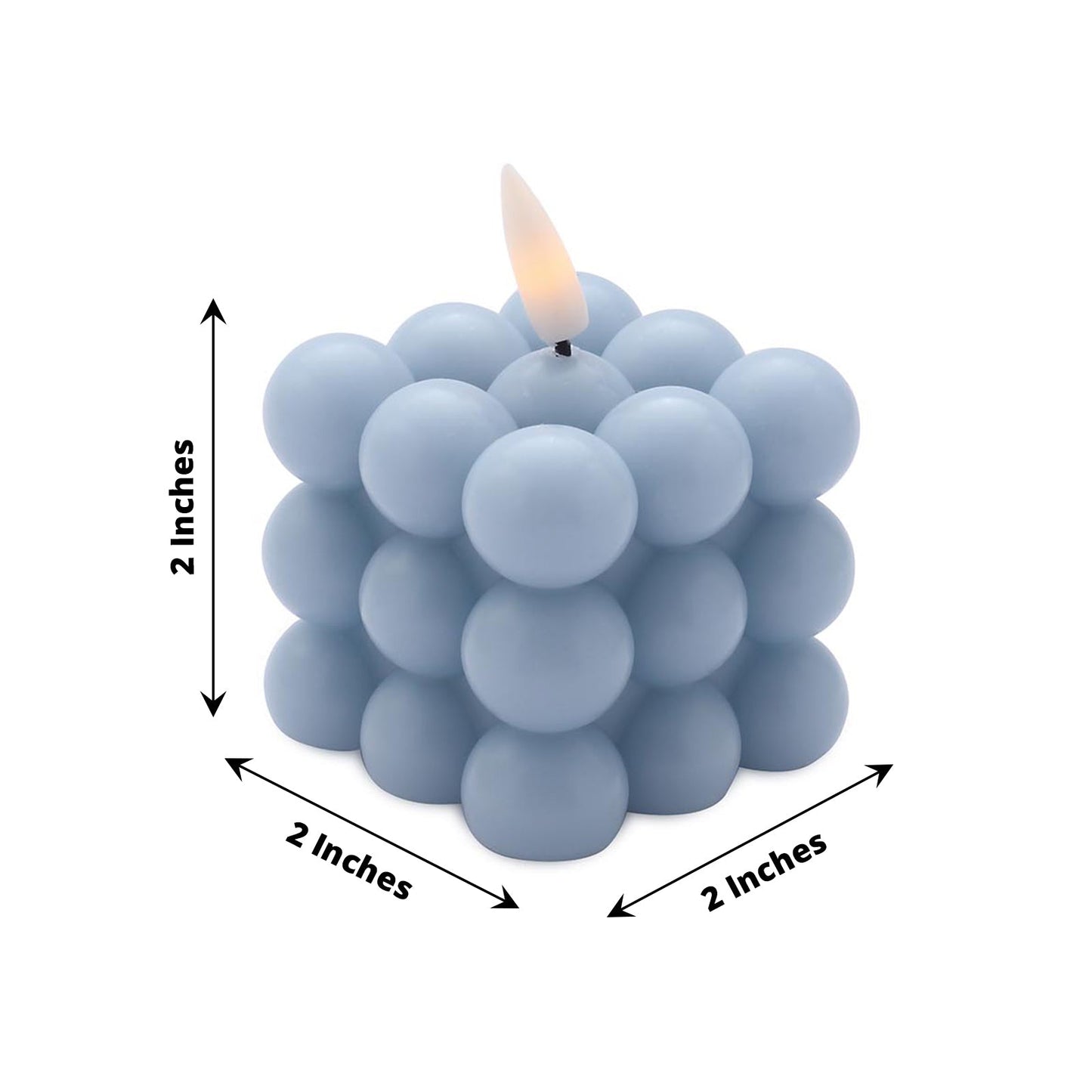2" Dusty Blue Flameless Bubble Candle with Warm White Flickering Light