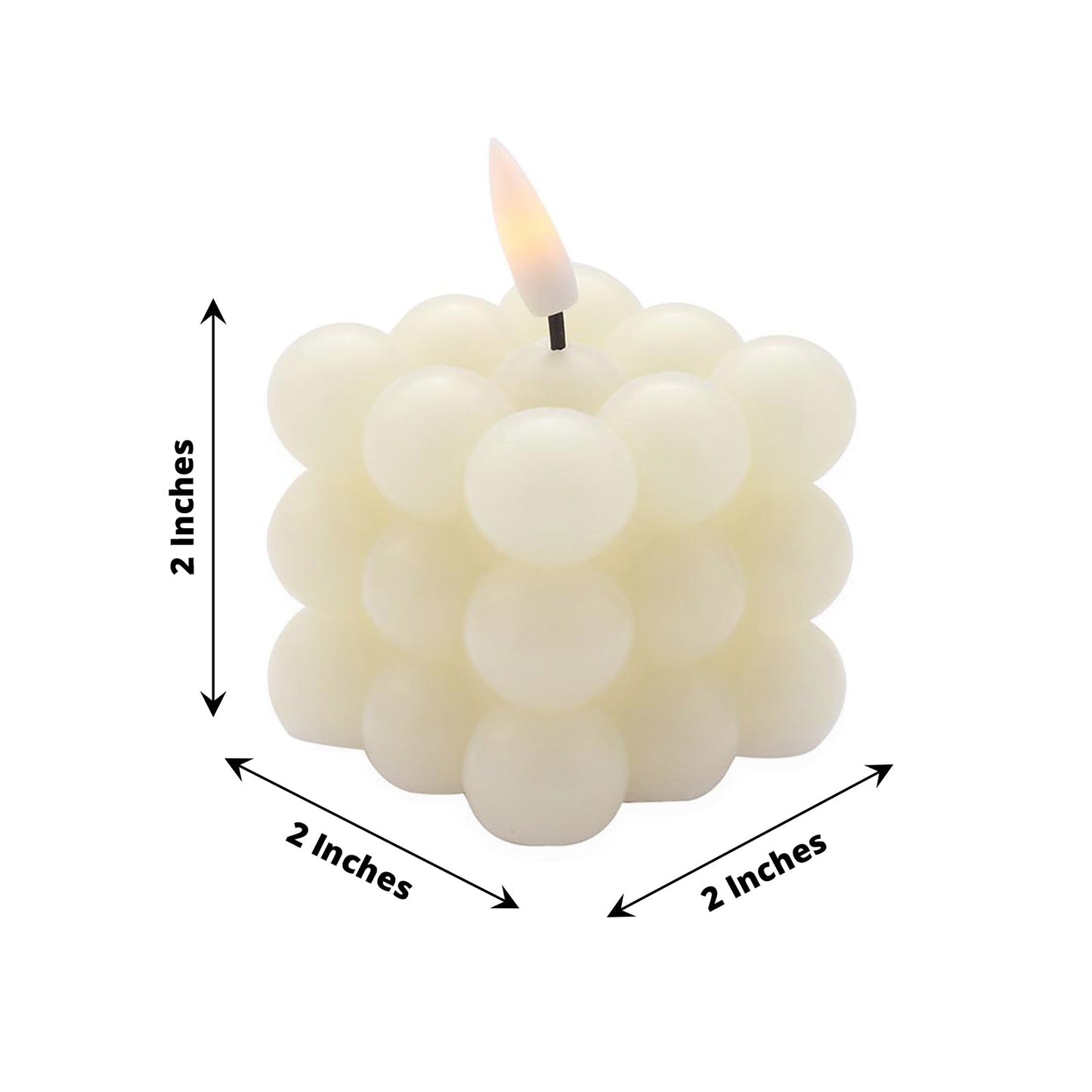 Warm White LED Candles 2 Pack 2 Inch Size Ivory Wax