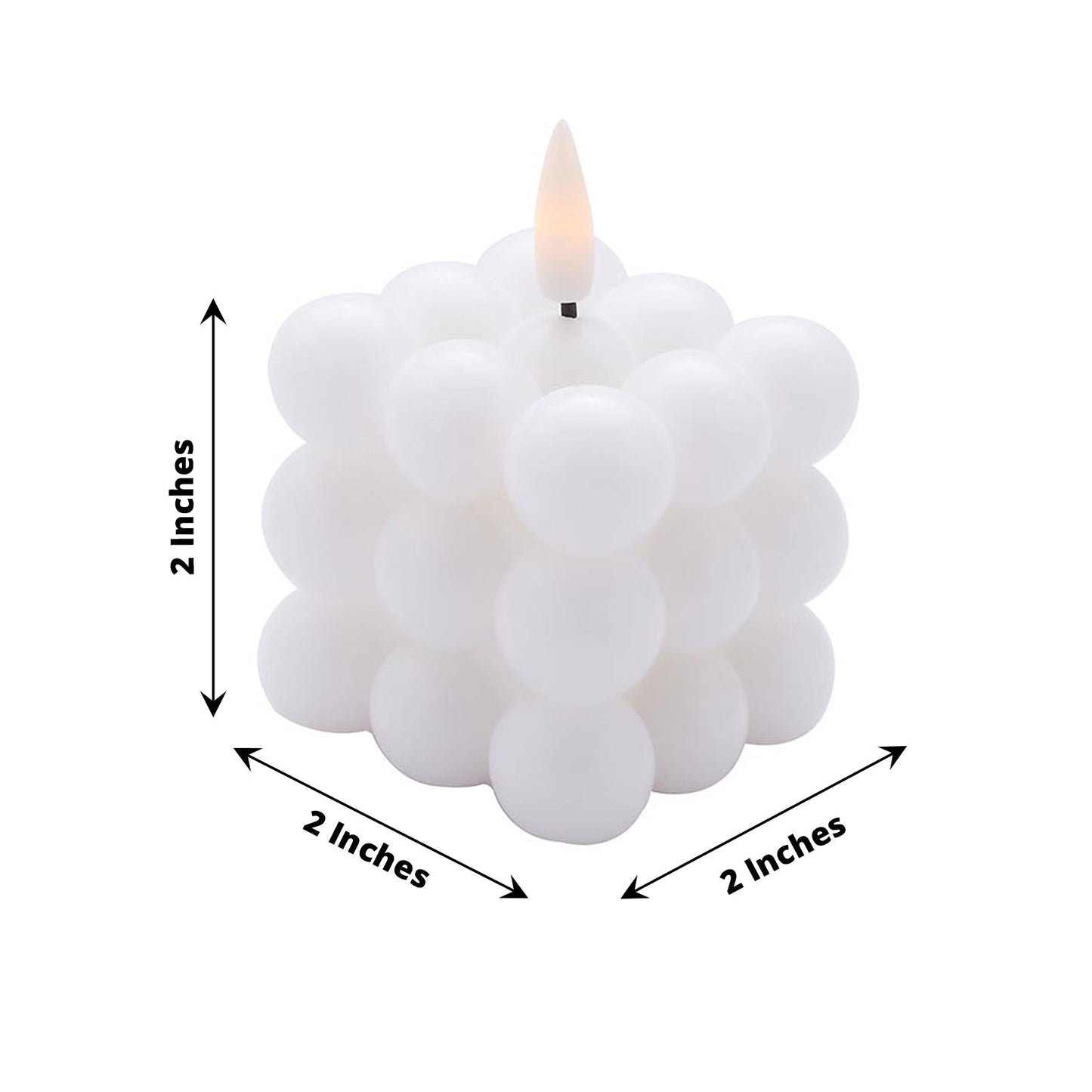 White LED bubble candle, flameless, flickering, battery operated.