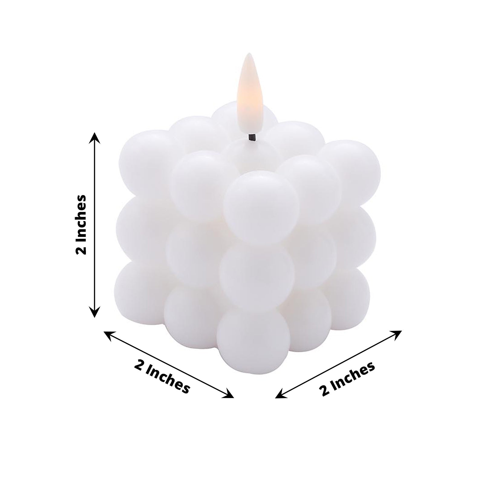 White LED bubble candle, flameless, flickering, battery operated.