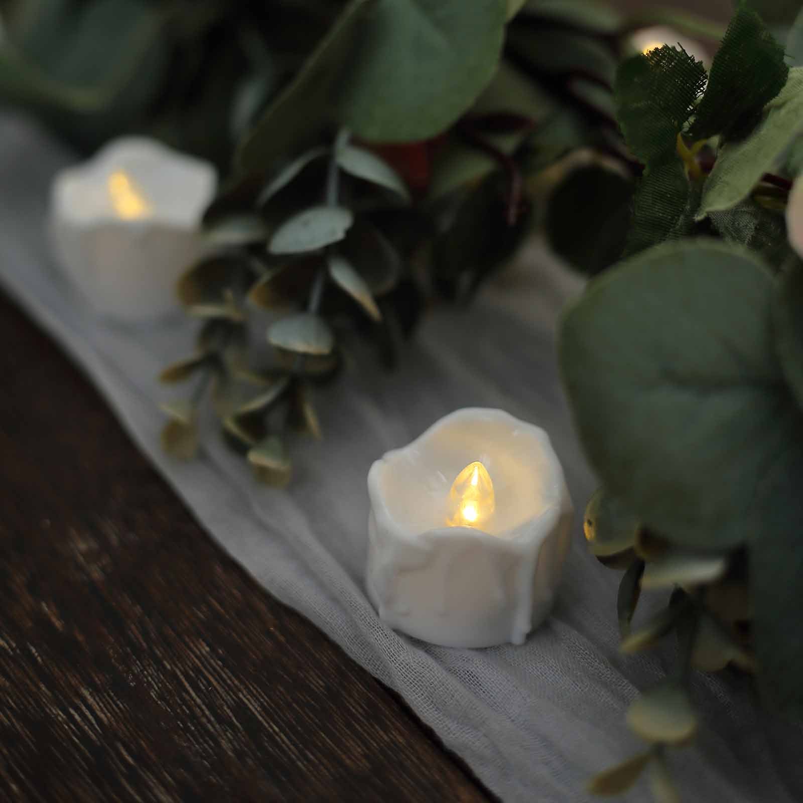 12 Pack Of 1.5 Inch Warm White Realistic Wax Design LED Tealight Candles 