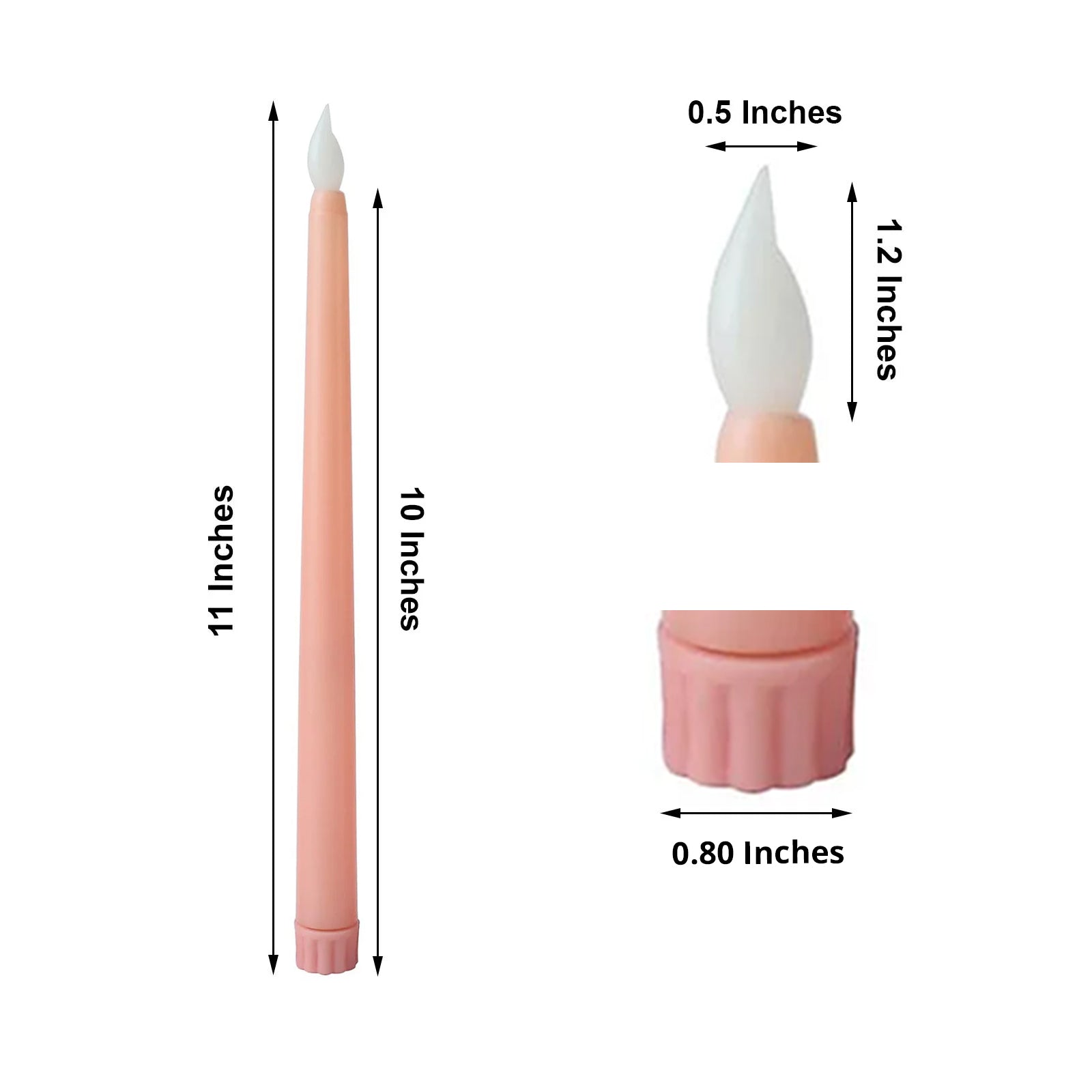 3 Pack | 11inch Blush Warm Flickering Flameless LED Taper Candles