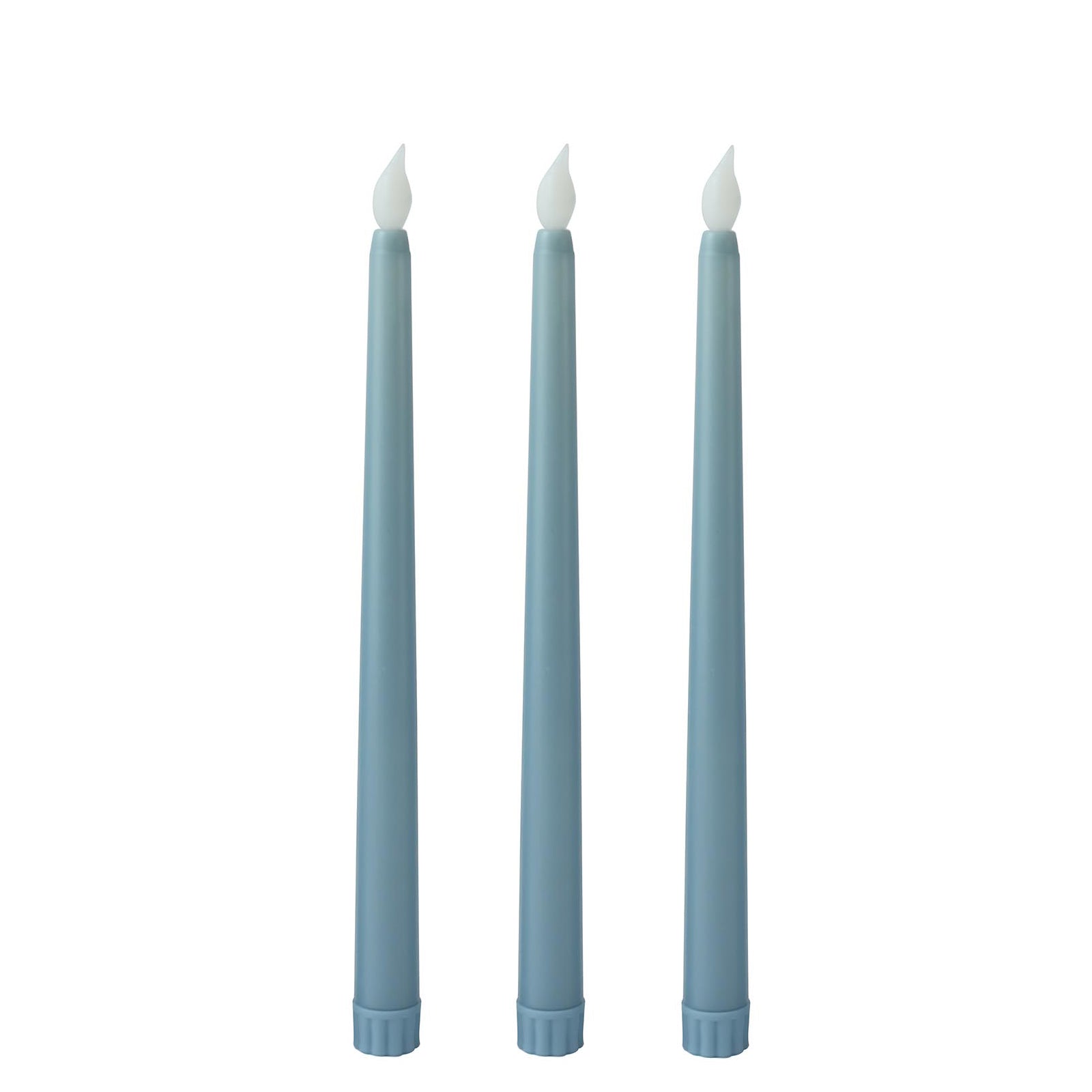 3 Pack | 11inch Dusty Blue Warm Flickering Flameless LED Taper Candles#whtbkgd