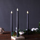 Set of 3 11" Black LED Taper Candles, Flameless Battery Operated Flickering Reusable Candles