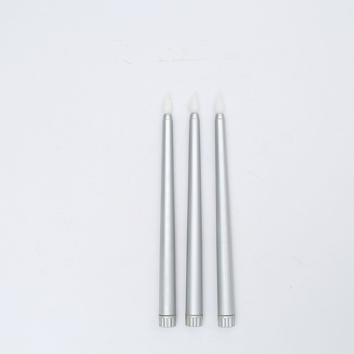 Silver Color Battery Operated 11 Inch Led Taper Candle