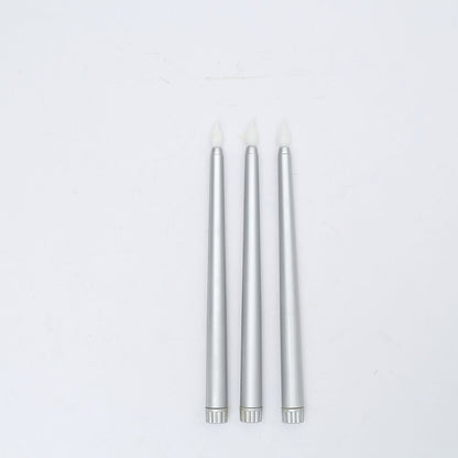 Silver Color Battery Operated 11 Inch Led Taper Candle