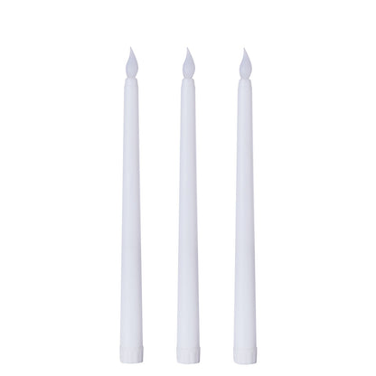 White 11 Inch Reusable LED Taper Candle Battery Operated Flickering Flameless Set of 3#whtbkgd