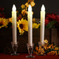 3 Pack 9" White LED Taper Candles, Wax Drip Textured Flameless Battery Operated Candles