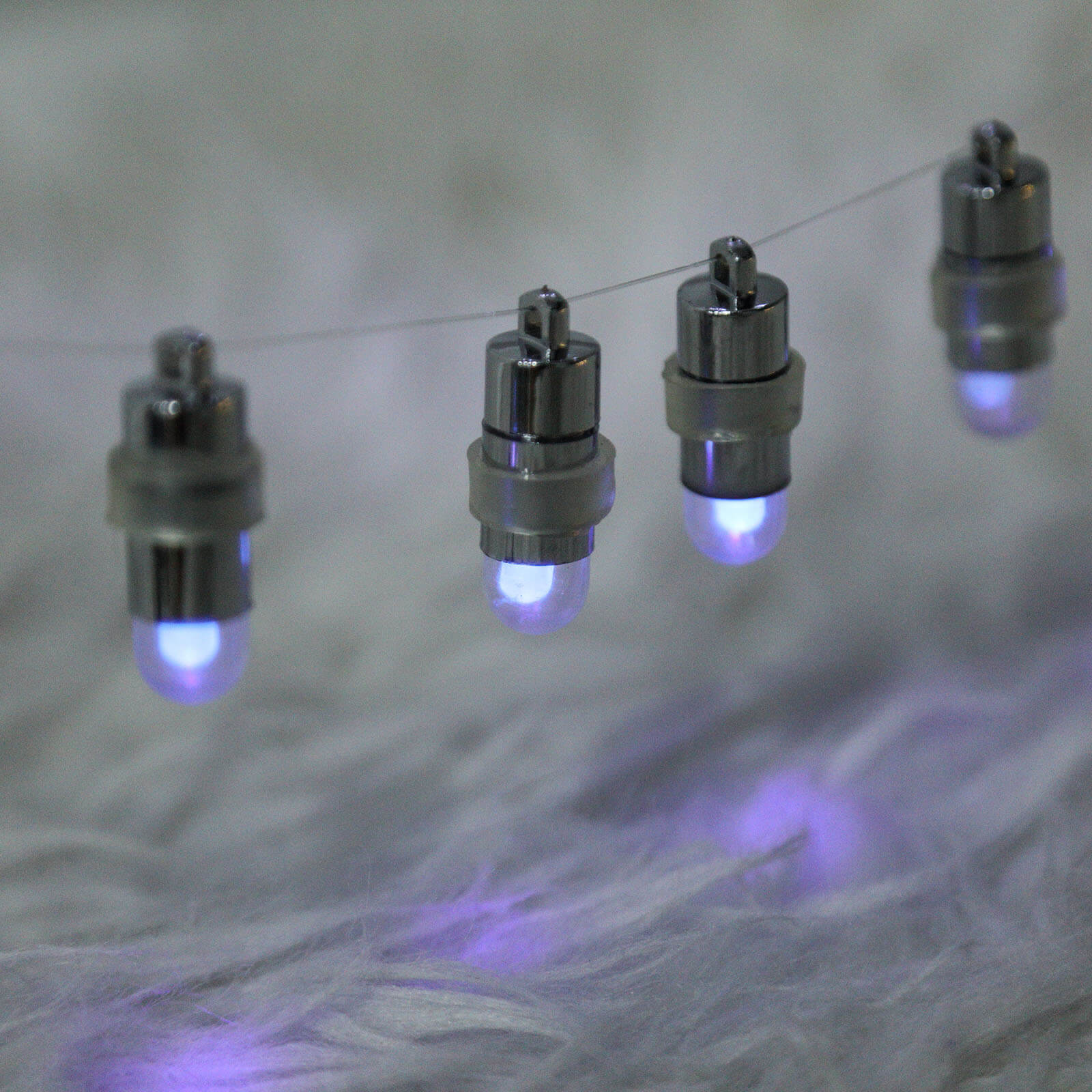 12 Pack | Purple Bullet LEDs With String | Waterproof Balloon Lantern Lights Vase LEDs