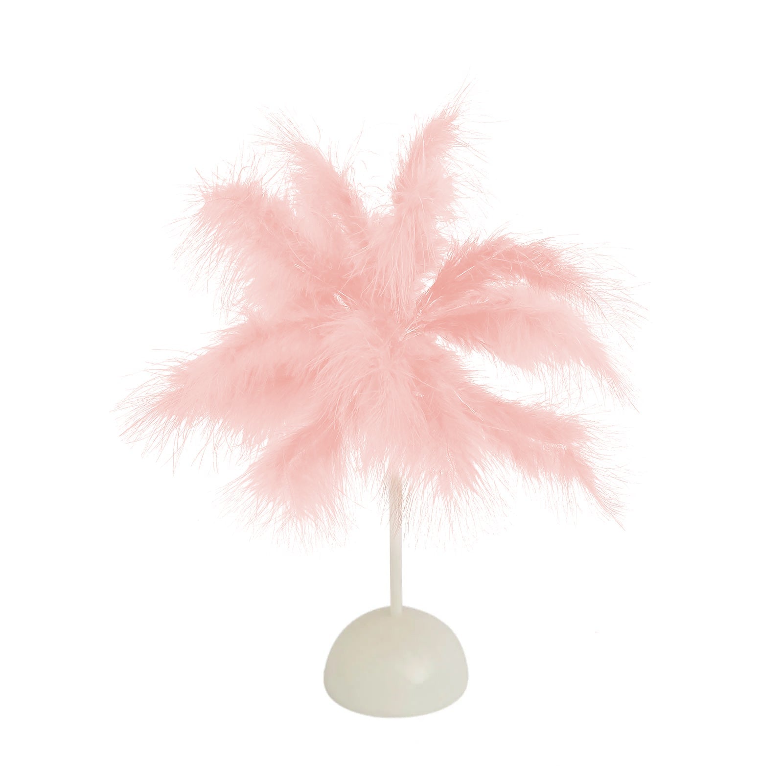Pink LED blush feather table lamp wedding centerpiece.