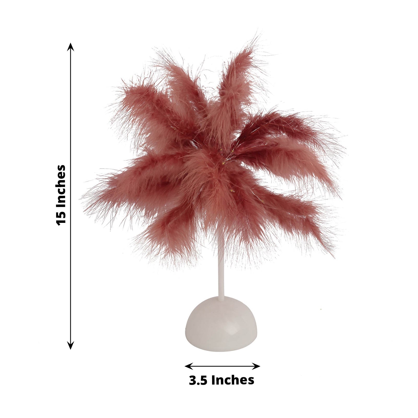 Cinnamon rose feather table lamp centerpiece for weddings.