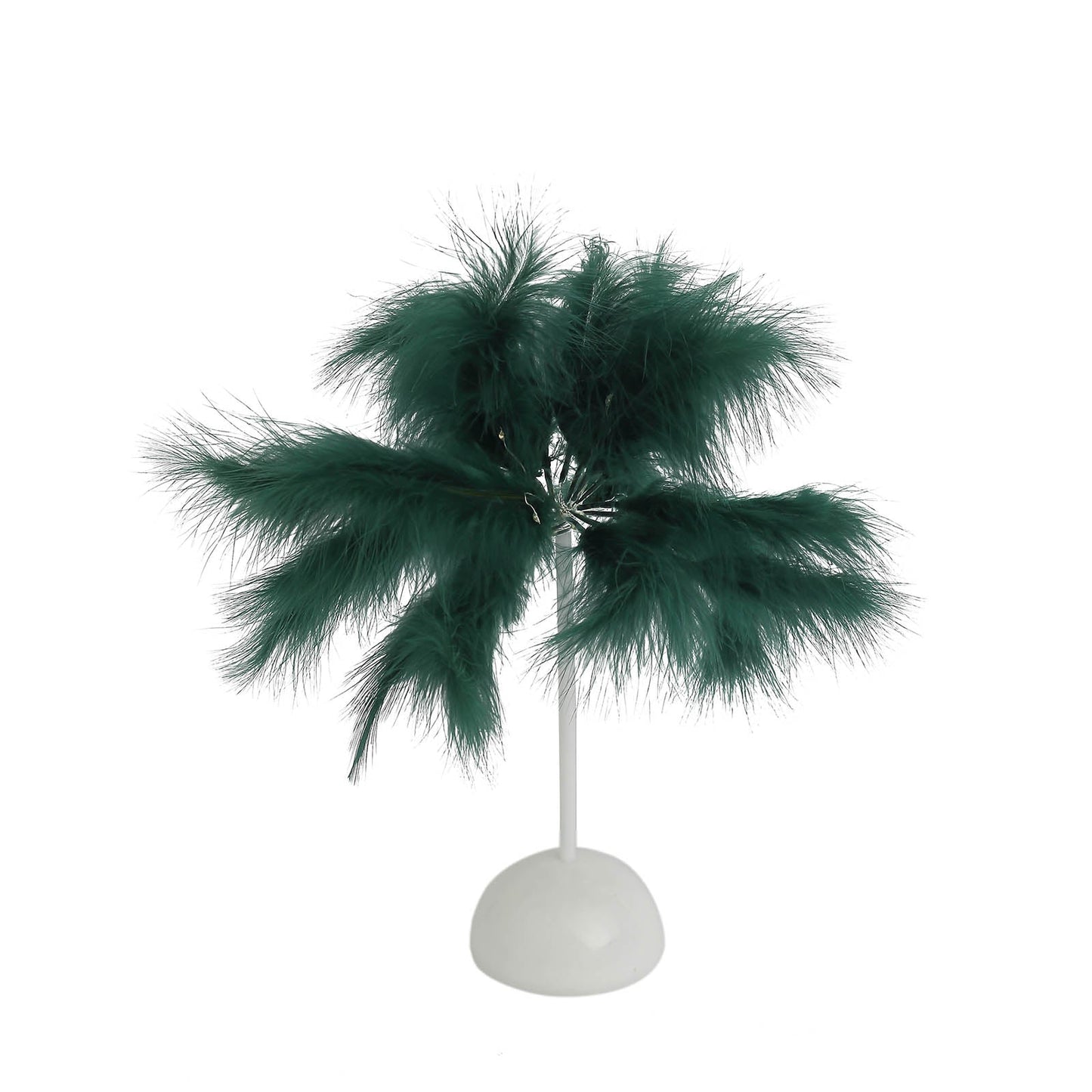 Emerald green feather table lamp, perfect for wedding centerpieces or desk lighting.
