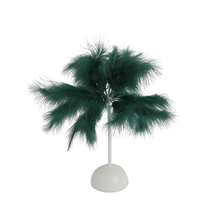 Emerald green feather table lamp, perfect for wedding centerpieces or desk lighting.