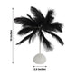 Black ostrich feather table lamp centerpiece for weddings, battery-operated.