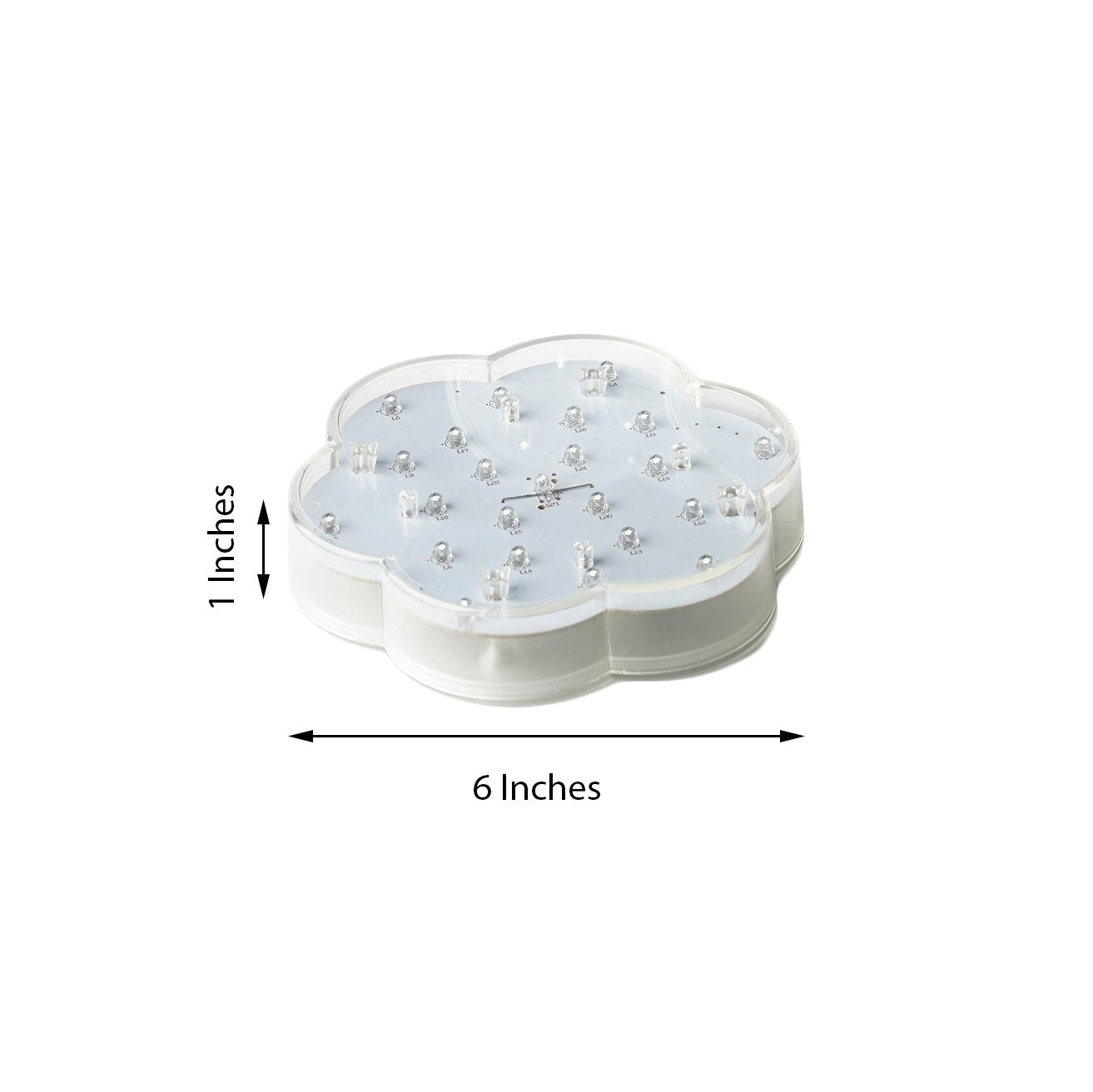 White flower-shaped LED disc light, 6 inches, remote-controlled, 4 pack.