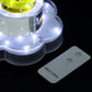 White flower-shaped LED disc lights with remote control.