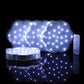 White flower-shaped LED disc lights with remote control, 4 pack.
