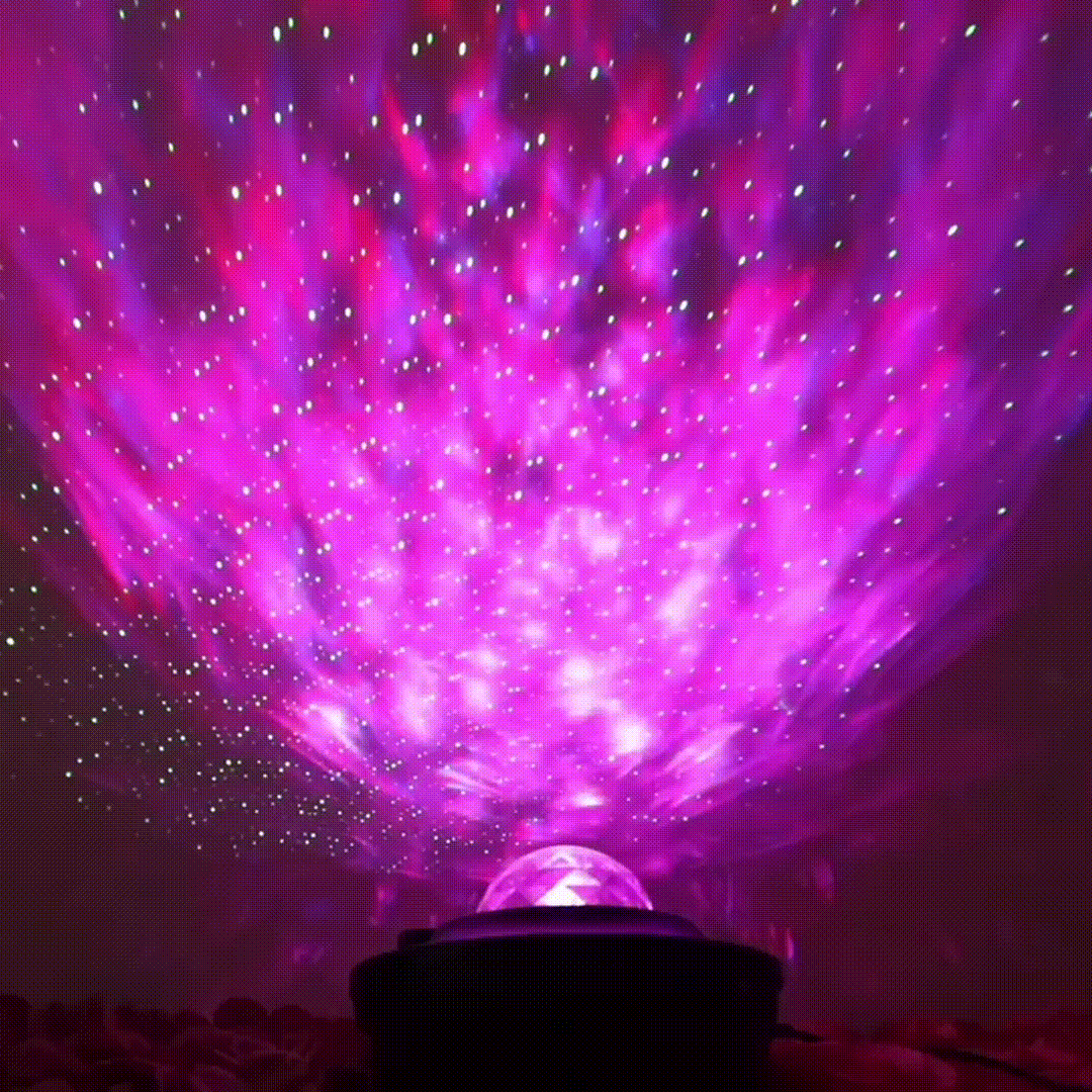 Pink galaxy sky light projector with colorful stars.