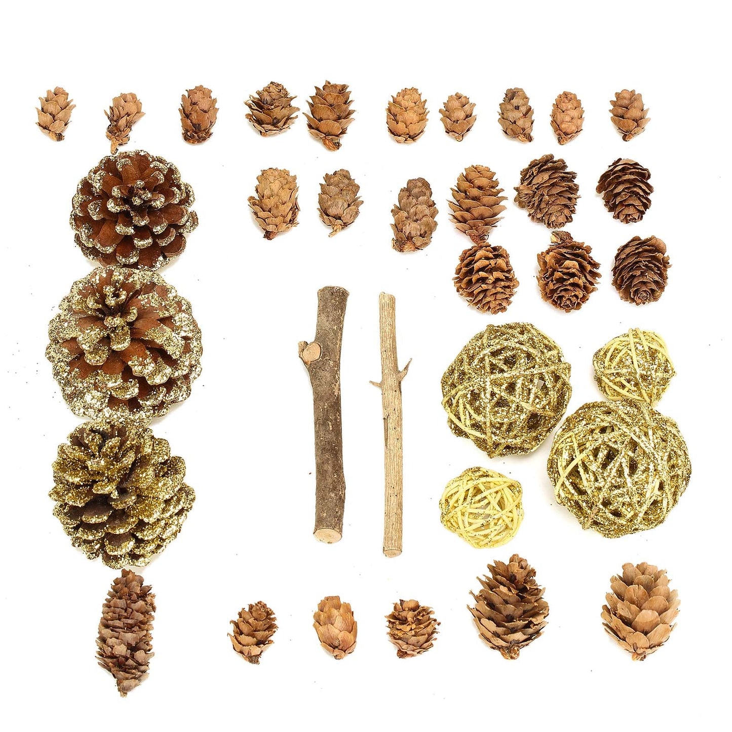 Natural dried assorted summer potpourri bowl vase fillers in earthy tones.