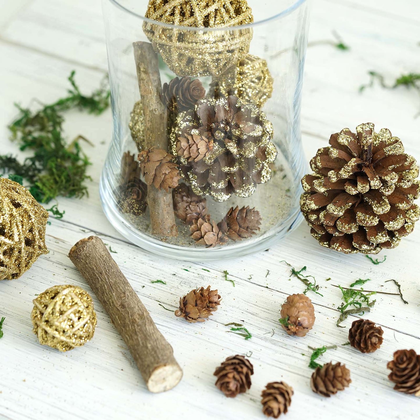 Gold natural dried potpourri bowl fillers for DIY craft decorations.