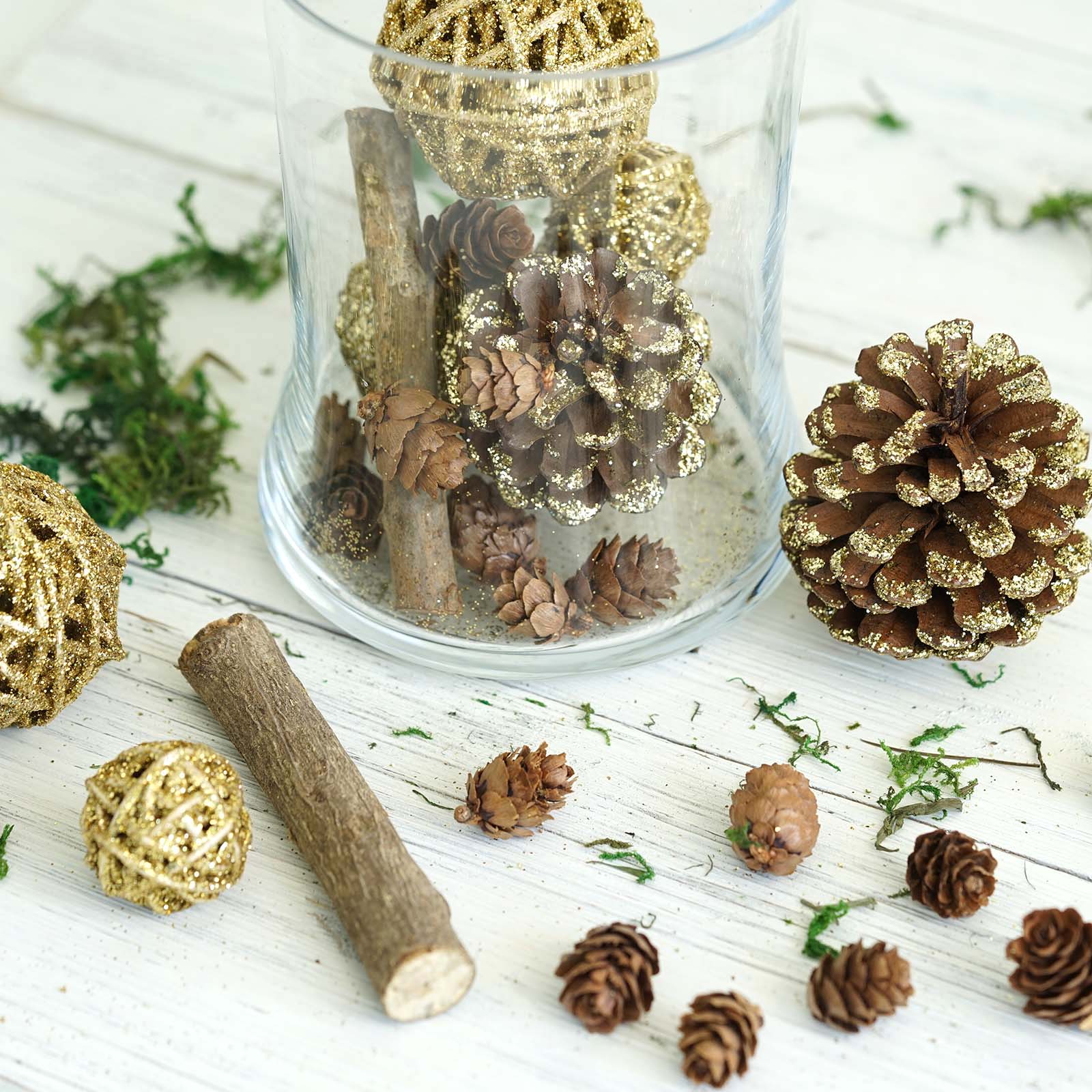 Gold natural dried potpourri bowl fillers for DIY craft decorations.