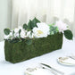 Green rectangle preserved moss metal planter box with flowers.