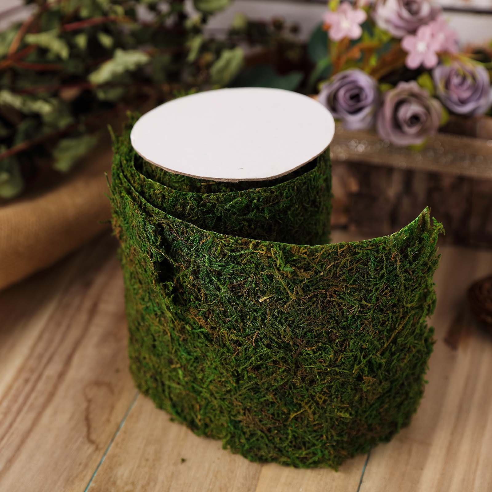 4ft 5" Wide Green Preserved Moss Ribbon Roll for DIY crafts