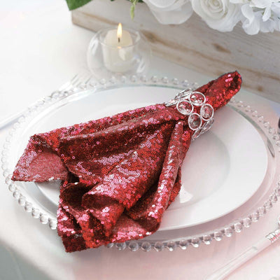 Elegant Design of the Red Premium Sequin Napkin