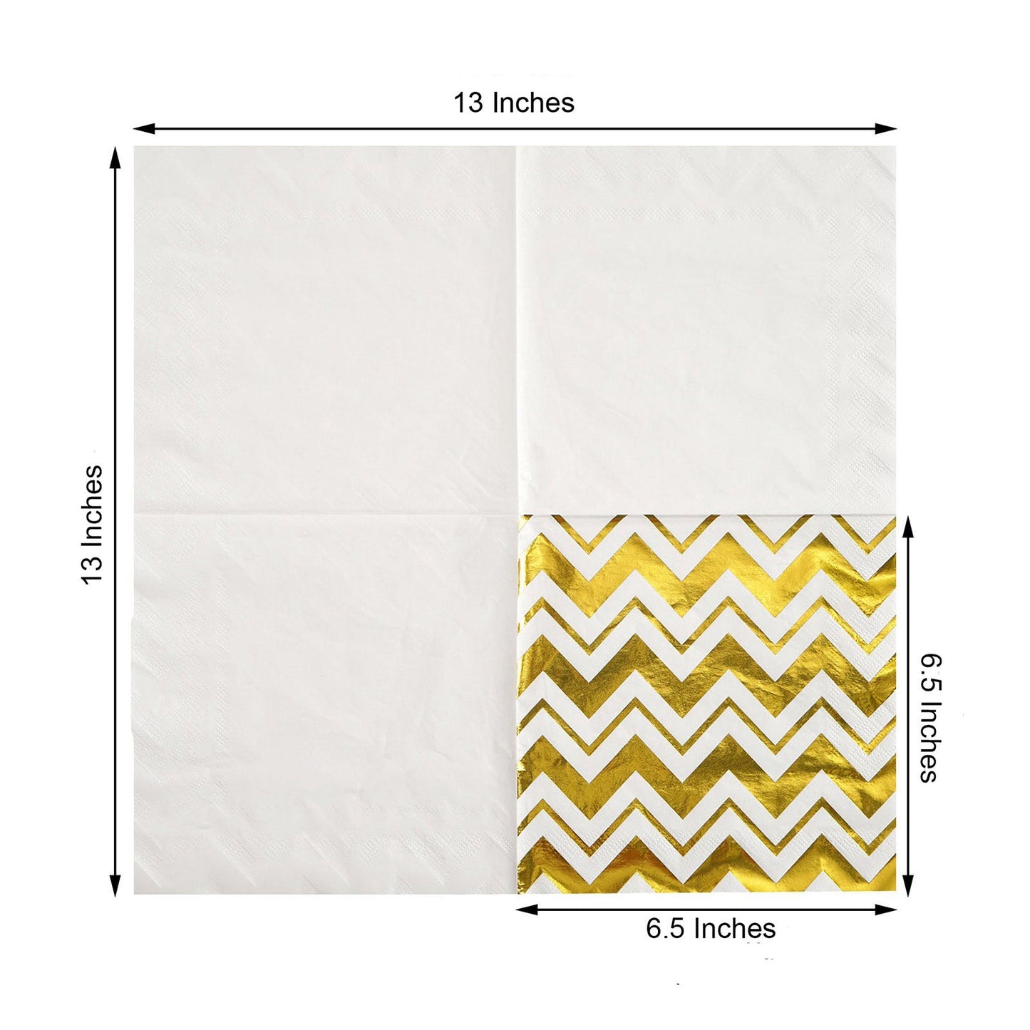 20 Pack Chevron Cocktail Metallic Gold Paper Dinner Napkins 3 Ply 