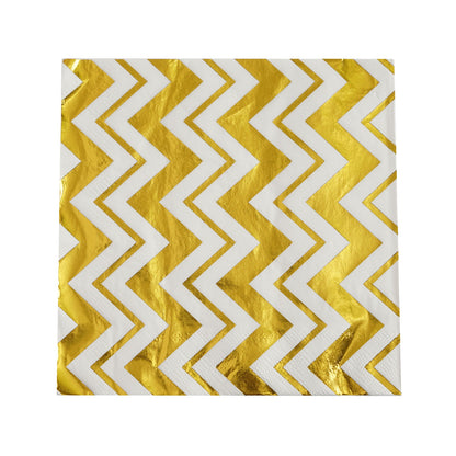 20 Pack Metallic Gold Chevron 3 Ply Cocktail Paper Dinner Napkins 