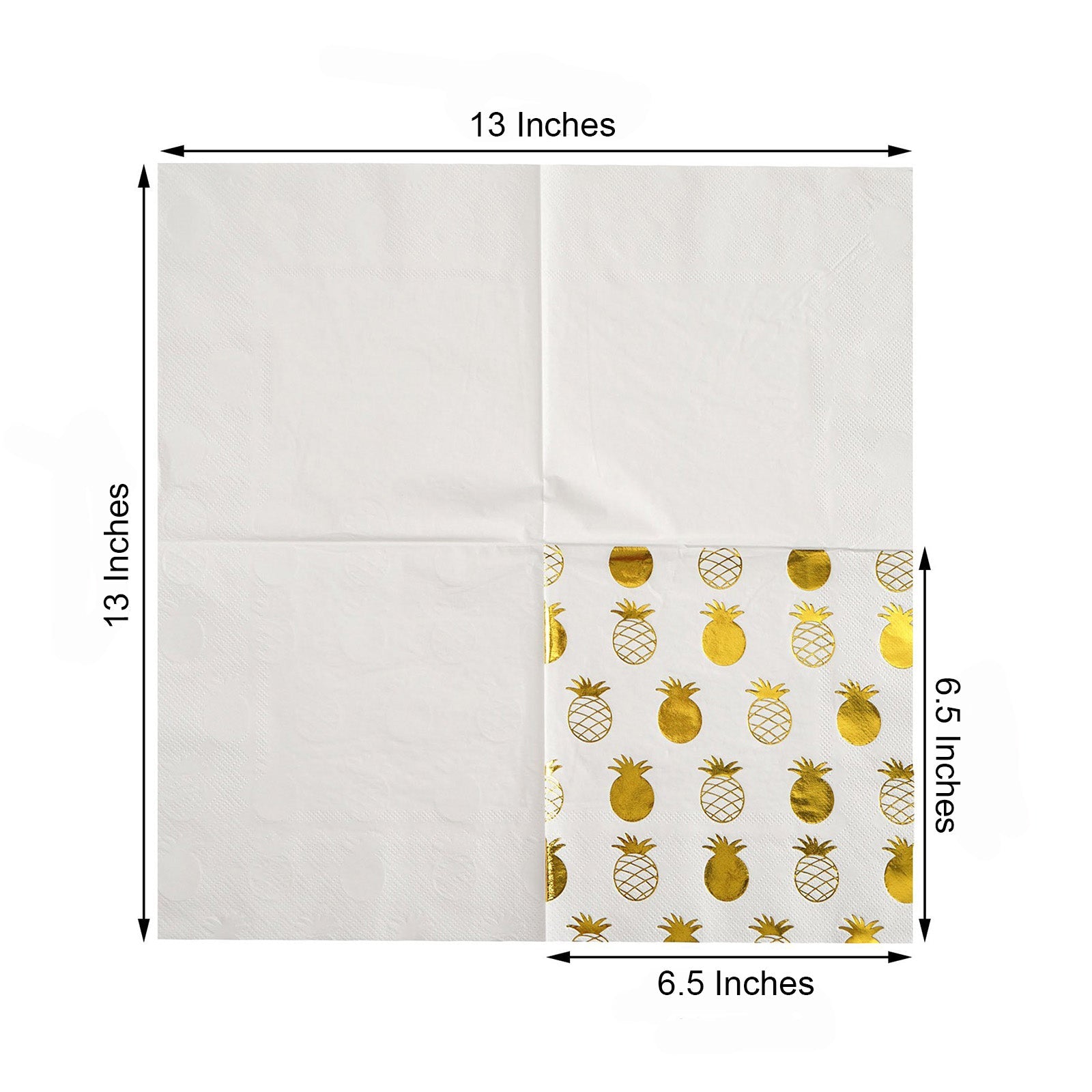 20 Pack Pineapple Cocktail Metallic Gold Paper Dinner Napkins 3 Ply 