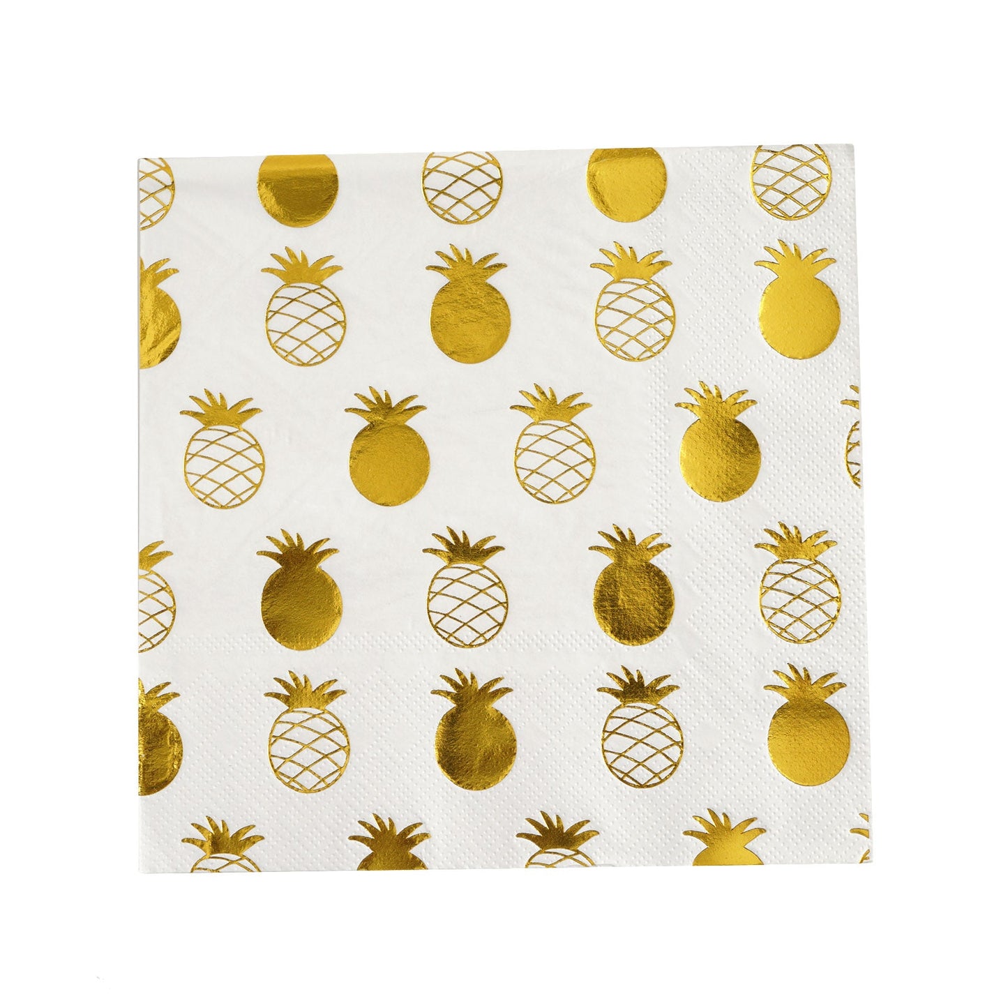 20 Pack Metallic Gold Pineapple 3 Ply Cocktail Paper Dinner Napkins 