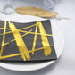 20 Pack - 3 Ply Metallic Gold Streaks Design Black Paper Dinner Napkins - Wedding Cocktail Napkins