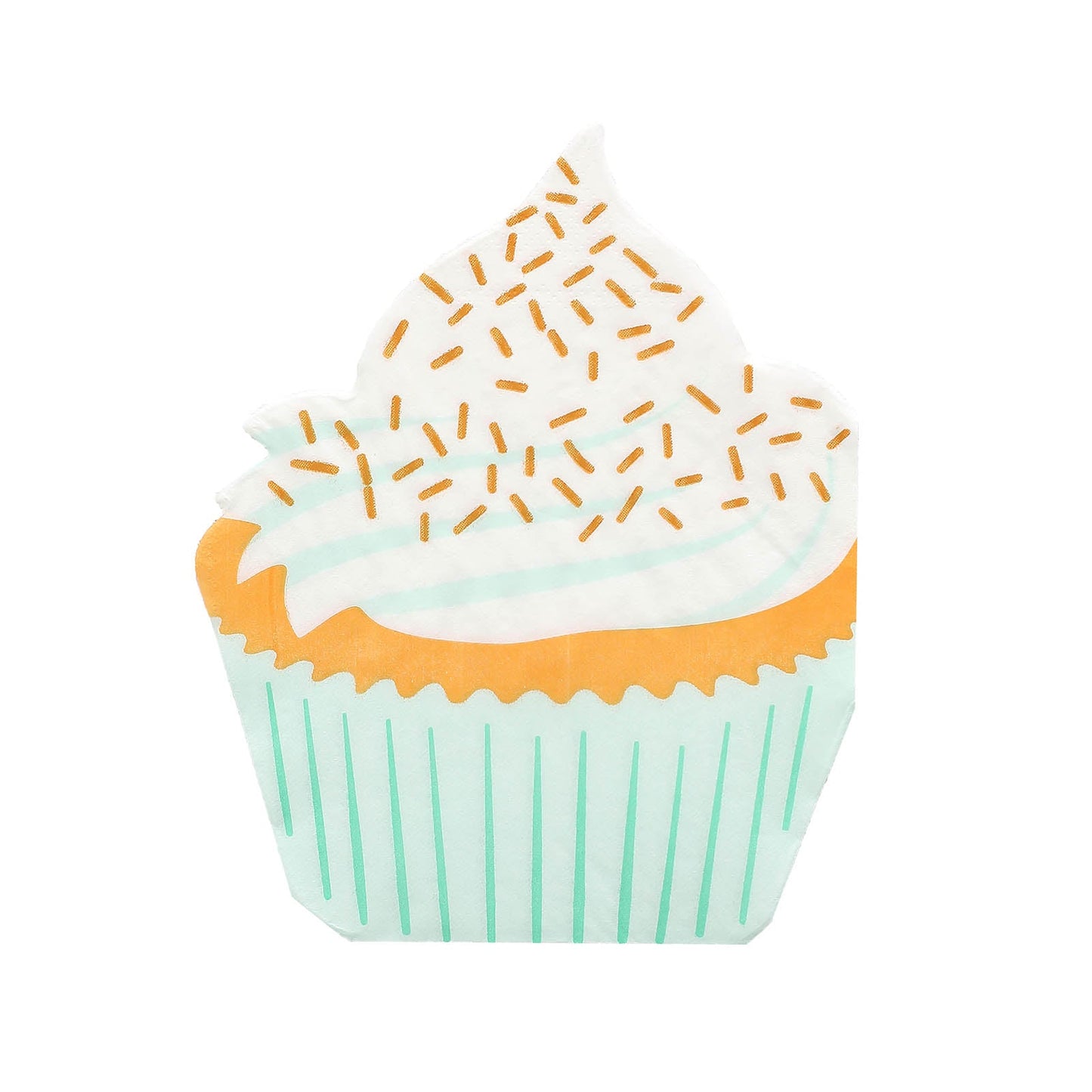 Cupcake beverage cocktail napkin with pastel colors and sprinkles design.