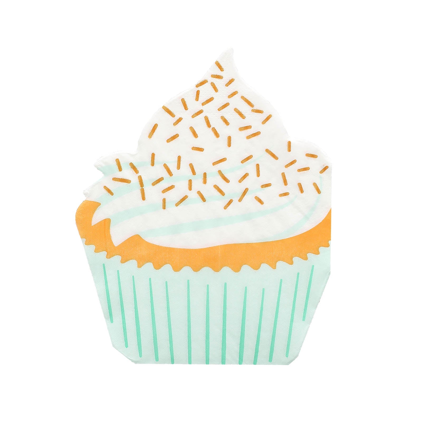 Cupcake beverage cocktail napkin with pastel colors and sprinkles design.