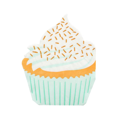 Cupcake beverage cocktail napkin with pastel colors and sprinkles design.