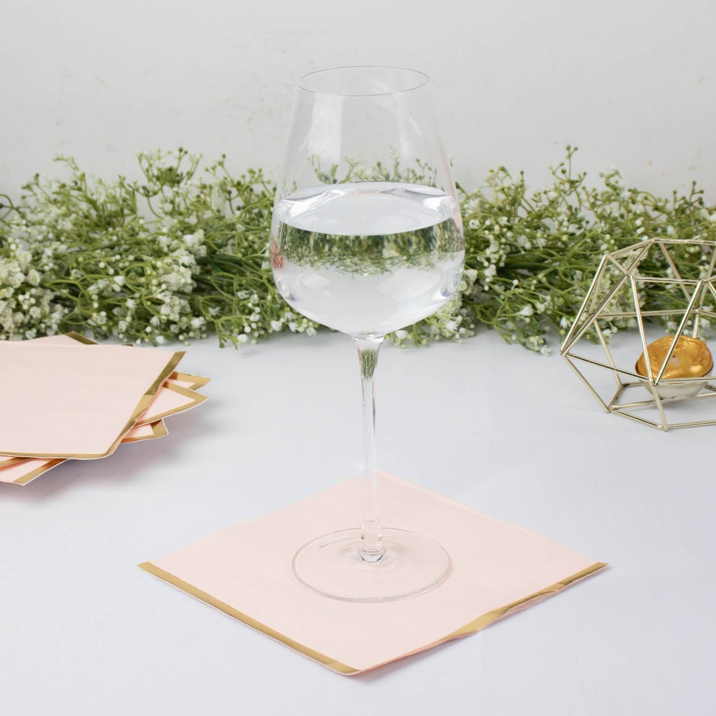 50 Pack | 2 Ply Soft Blush With Gold Foil Edge Party Paper Napkins