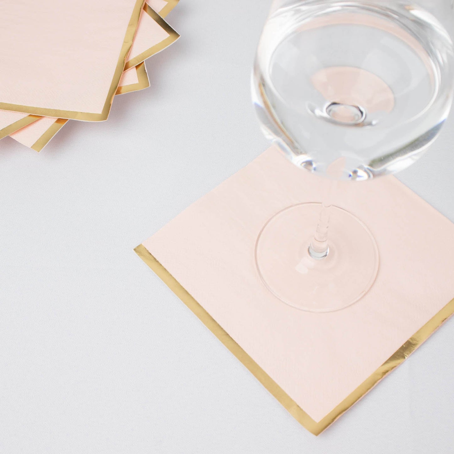 50 Pack | 2 Ply Soft Blush With Gold Foil Edge Party Paper Napkins
